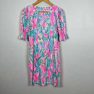 Lilly Pulitzer Adley Short Sleeve Dress. Sea Turtle Soiree. Size S.
